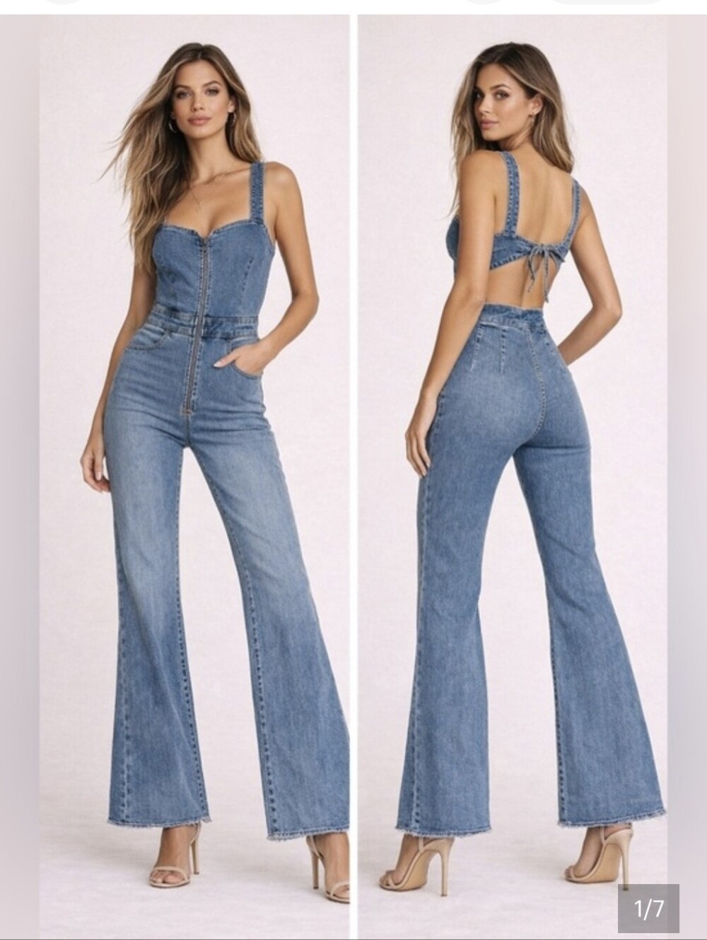 Lulu's Kendra Washed Blue Denim Overalls Jumpsuit NWT SIZE MEDIUM